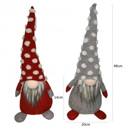 Rebecca Mobili Set 2 Elves Gnomes Decorative Red Gray Cloth Decoration 48x20x14