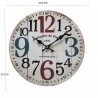 Rebecca Mobili Reloj de pared redondo Mdf Blanco Shabby Salón 33,8x33,8x4