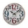 Rebecca Mobili Horloge Murale Ronde Mdf Blanc Shabby Salon 33,8x33,8x4