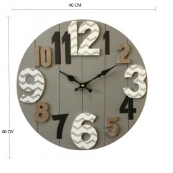 Rebecca Mobili Reloj de pared Relojes Mdf Madera Moderno Gris 40x40x4,5