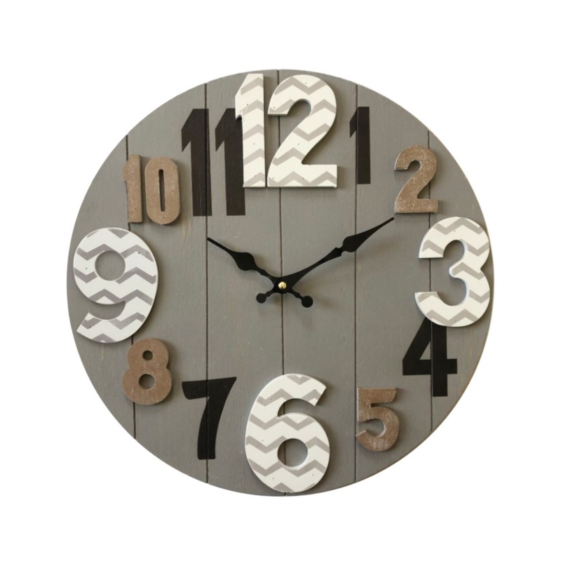 Rebecca Mobili Reloj de pared Relojes Mdf Madera Moderno Gris 40x40x4,5