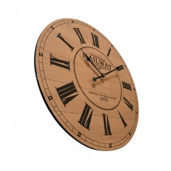 Rebecca Mobili Horloge Murale Mdf Marron Noir Vintage Salon 50x50x4,5