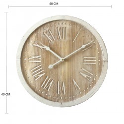 Rebecca Mobili Round Wall Clock Shabby Brown White Mdf 40x40x4,5