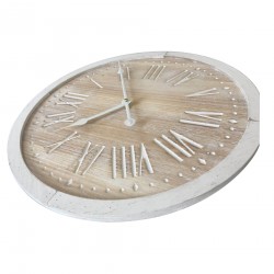 Rebecca Mobili Runde Wanduhr Shabby Braun Weiß Analog Mdf 40x40x4.5