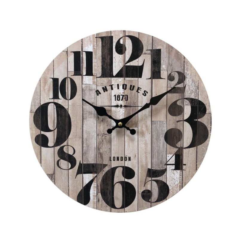 Rebecca Mobili Wall Clock Mdf Black Brown Kitchen Living Room 33,8x33,8x4