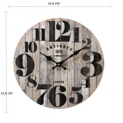 Rebecca Mobili Reloj Pared Mdf Negro Marrón Cocina Sala de estar 33,8x338x4