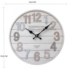 Rebecca Mobili Reloj de pared Mdf Blanco Cocina Salón 33.8x33.8x4