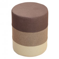 Rebecca Mobili Pouf Assise Tissu Rond Marron Beige Vintage 45x35x35