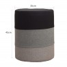 Pouf rotondo imbottito a righe nero grigio e beige - Mobili Rebecca