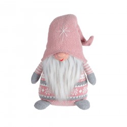 Rebecca Mobili Gnome Nain Scandinave Polyester Gris Rose avec Barbe 30.5x19x13