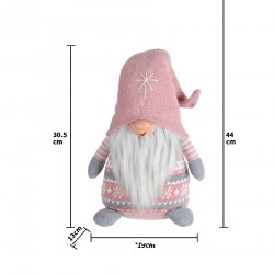 Rebecca Mobili Gnome Nain Scandinave Polyester Gris Rose avec Barbe 30.5x19x13