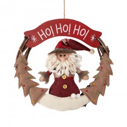 Rebecca Mobili Garland Christmas Door Decoration Polyester Mdf Red 32x34x4