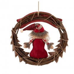 Rebecca Mobili Kerstslingermeubels Kerstman Deurdecoratie Rood Wit Beige Polyester MDF voor Thuisinvoer