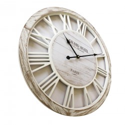 Rebecca Mobili Reloj de Pared Shabby Vintage Madera Blanco 50x50x4,5