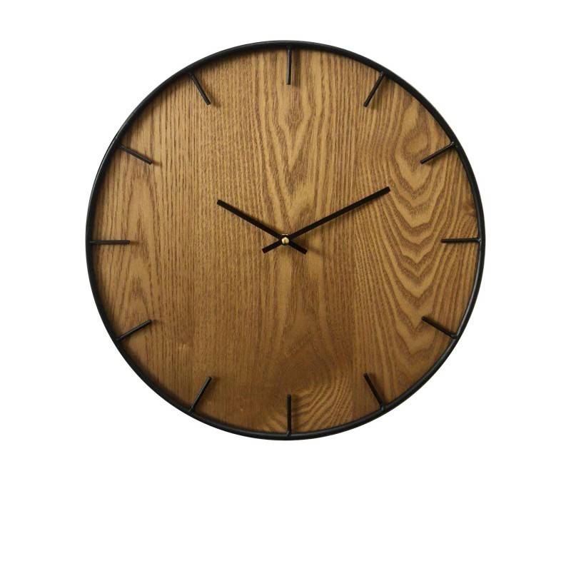 Rebecca Mobili Reloj Decorativo Pared Hogar Mdf Marrón Negro Salón 40x40x4,5