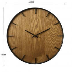 Rebecca Mobili Reloj Decorativo Pared Hogar Mdf Marrón Negro Salón 40x40x4,5