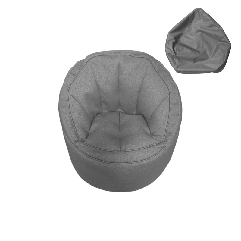 Rebecca Mobili Poltroncina Da riempire Pouf Vuoto Grigio Poliestere 70x75x75