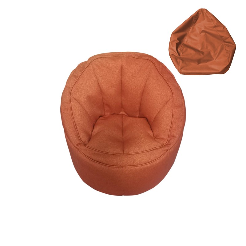 Rebecca Mobili Housse Vide Pouf Poir Polyester Orange Fermeture Éclair 70x75x75