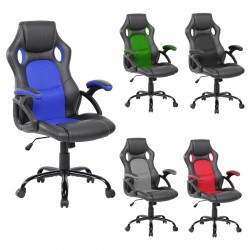 Fauteuil Gamer Siège de Direction Noir Bleu Nylon - Mobili Rebecca