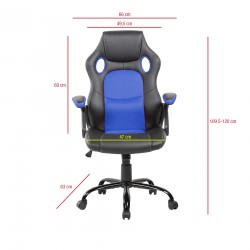 Silla Escritorio Oficina Gaming Negro Blu Cuero - Mobili Rebecca