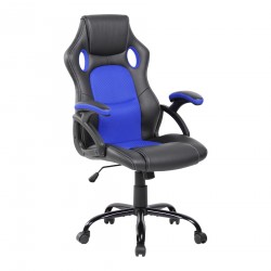 Bürostuhl Racing Stuhl Schwarz Blau Nylon Kunstleder - Mobili Rebecca