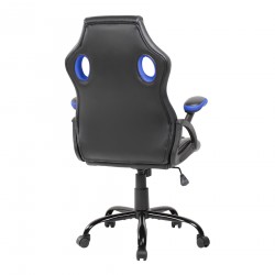 Silla Escritorio Oficina Gaming Negro Blu Cuero - Mobili Rebecca