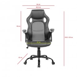 Armchair Gamer Office Chair Black Gray PU - Mobili Rebecca