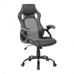 Armchair Gamer Office Chair Black Gray PU - Mobili Rebecca