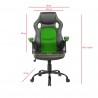 Gaming Chair Swivel Armchair Black Green Nylon PU - Mobili Rebecca