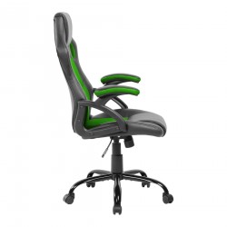 Gaming Chair Swivel Armchair Black Green Nylon PU - Mobili Rebecca