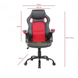 Chaise de Bureau Gaming Siège Noir Rouge Simili-Cuir - Mobili Rebecca