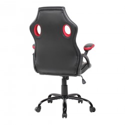 Office Chair Gamer Armchair Black Red Faux - Mobili Rebecca