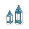 Rebecca Mobili Conjunto de Lanternas Porta Velas Blue Metal Pvc 39x14,5x14,5