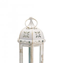 Rebecca Mobili 2 Candle Holders Lanterns White Metal Retro 35x17,5x15,5