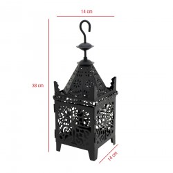 Rebecca Mobili Lanterna porta-vela de metal preto com gancho 38x14x14