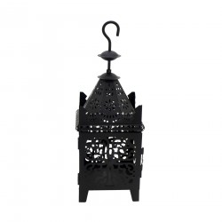 Rebecca Mobili Lanterna porta-vela de metal preto com gancho 38x14x14