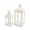 Rebecca Mobili 2 Bougeoirs Lanternes Métal Blanc Pvc Shabby 50x19x19