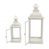 Rebecca Mobili 2 Bougeoirs Lanternes Métal Blanc Pvc Shabby 50x19x19