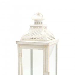 Rebecca Mobili 2 Lanternas Porta Velas Pvc Branco Shabby 50x19x19