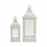 Rebecca Mobili 2 Portacandela Lanterne Metallo Pvc Bianco Shabby 50x19x19