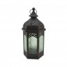 Rebecca Mobili Farol Decorativo Verde Negro Vidrio Metal  Balcón 32x16x14