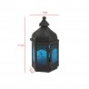 Rebecca Mobili Candleholder Moroccan Style Blue Black Metal Glass 17x9x8