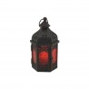 Rebecca Mobili Lantern Candle Holder Ethnic Glass Metal Black Red 17x9x8