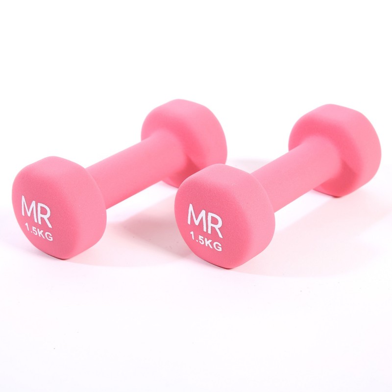 Rebecca Mobili Set Mancuernas Deporte Hierro Fundido Neopreno Rosa 2 x 1,5 kg