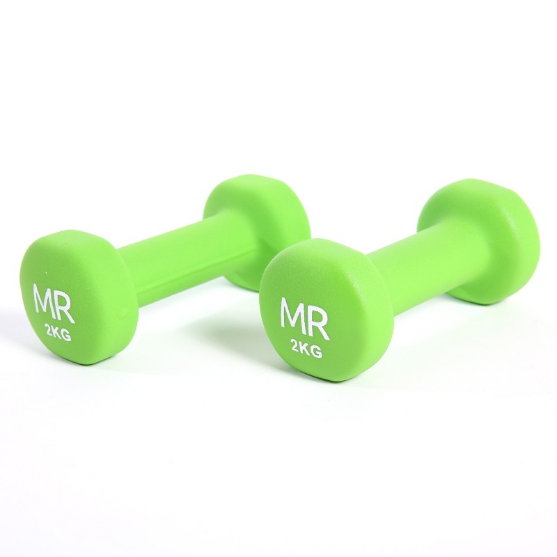 Rebecca Mobili Halteres Vert Poignee Ergonomique Entrainement Muscles 2 x 2 Kg