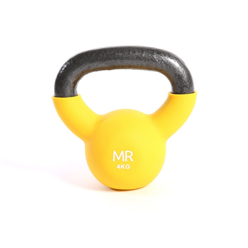 Rebecca Mobili Kettlebell Peso Hierro Neopreno Amarillo Negro Home Gym 4 kg