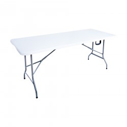 Rebecca Mobili Folding Table White Hdpe Steel Camping Balcony 74x180x74