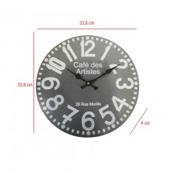 Rebecca Mobili Reloj Pared Relojes Modernos Redondo Gris Mdf Salon 33,8x33,8x4