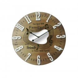 Rebecca Reloj Para Colgar Marron Blanco Mdf Friends Family Cuarto Sala 50x50x4,5