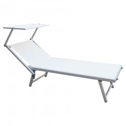 Rebecca Mobili Chaise longue de plage en aluminium textilène blanc 38x186x61